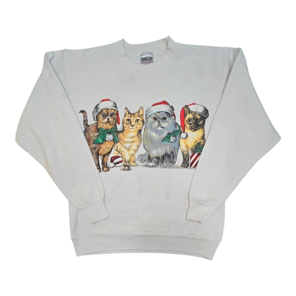 Charming White Sweatshirt with Festive Animal Design